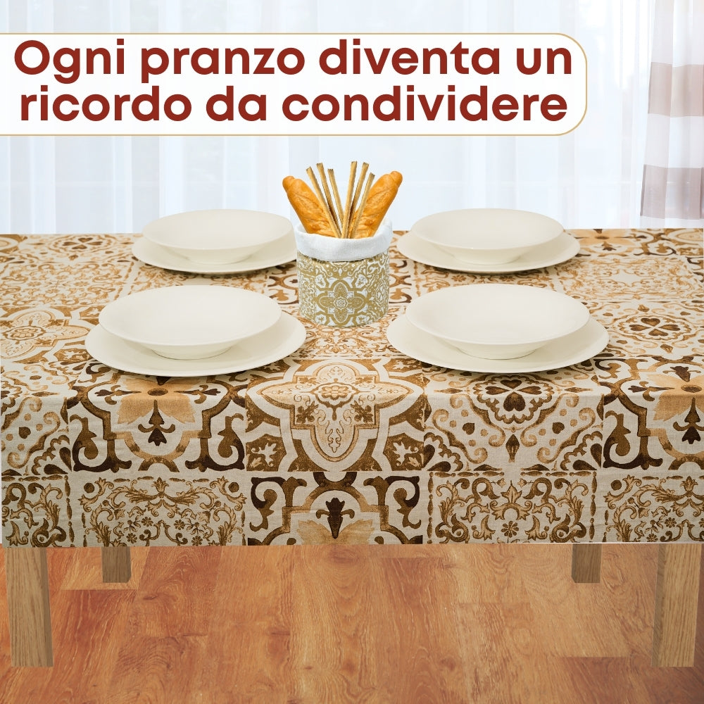 Set 6 Pezzi Excalibur Oro, 100% Cotone, Lavabili in Lavatrice, Resistenti al Calore, Tovaglia Cotone, Runner Tavolo, Presine da Cucina, Guanti Forno