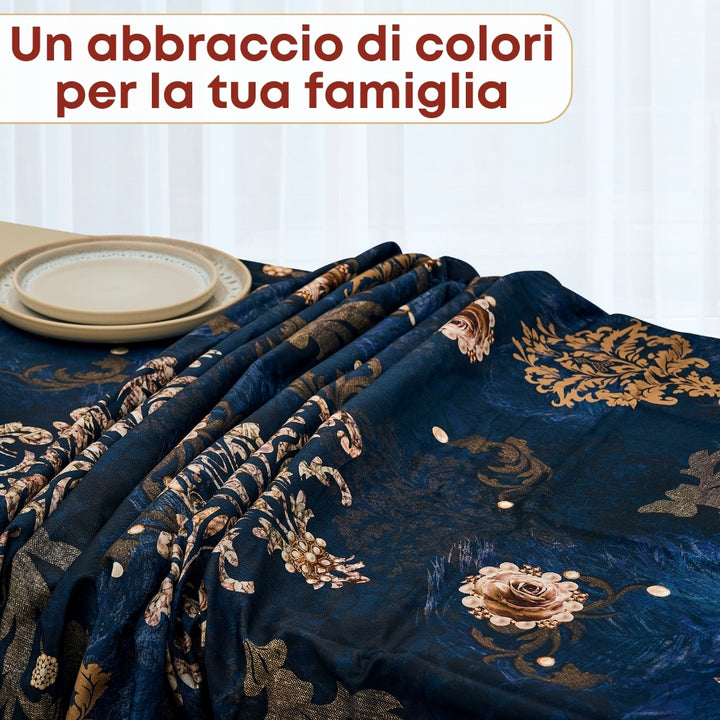 Set 8 Pezzi Danubio Blu, 100% Cotone, Lavabili in Lavatrice, Resistenti al Calore, Tovaglia Cotone, Runner Tavolo, Set Presine da Cucina e Strofinacci