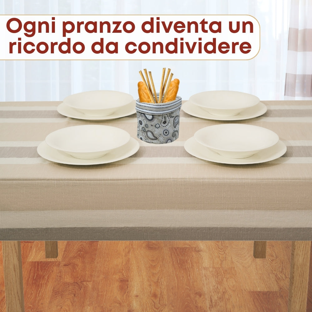 Set 9 Pezzi Shanti Righe, 100% Cotone, Lavabili in Lavatrice, Resistenti al Calore, Tovaglia Cotone, Runner Tavolo, Set Presine da Cucina e Strofinacci