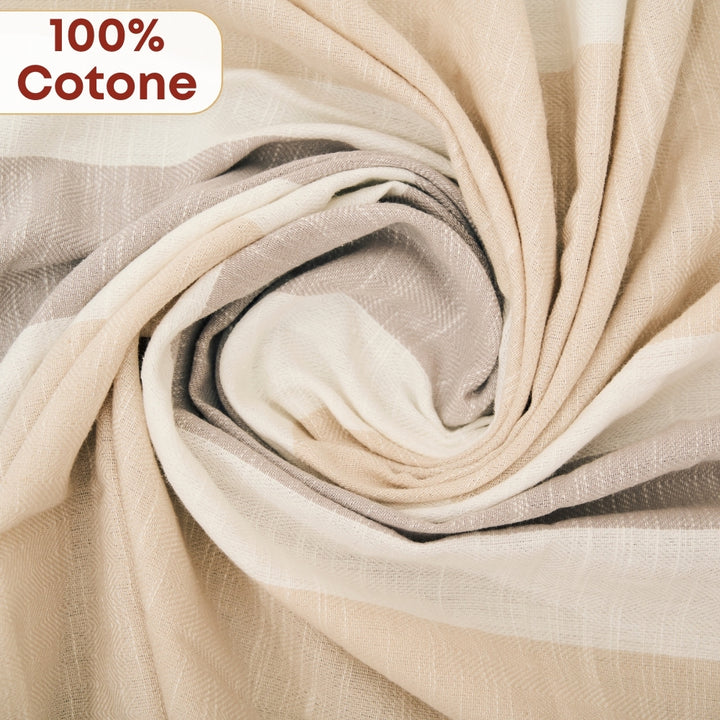 Set 9 Pezzi Shanti Righe, 100% Cotone, Lavabili in Lavatrice, Resistenti al Calore, Tovaglia Cotone, Runner Tavolo, Set Presine da Cucina e Strofinacci
