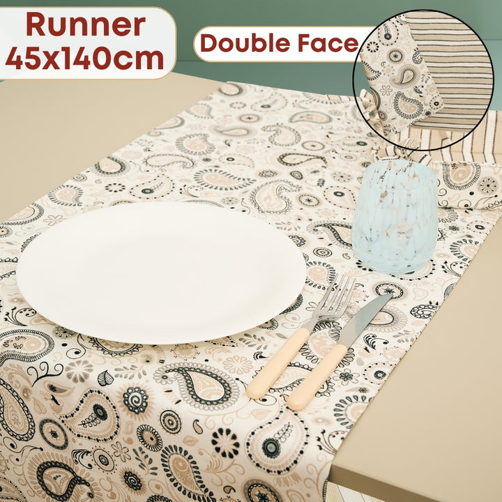 Set 8 Pezzi Shanti, 100% Cotone, Lavabili in Lavatrice, Resistenti al Calore, Tovaglia Cotone, Runner Tavolo, Set Presine da Cucina e Strofinacci