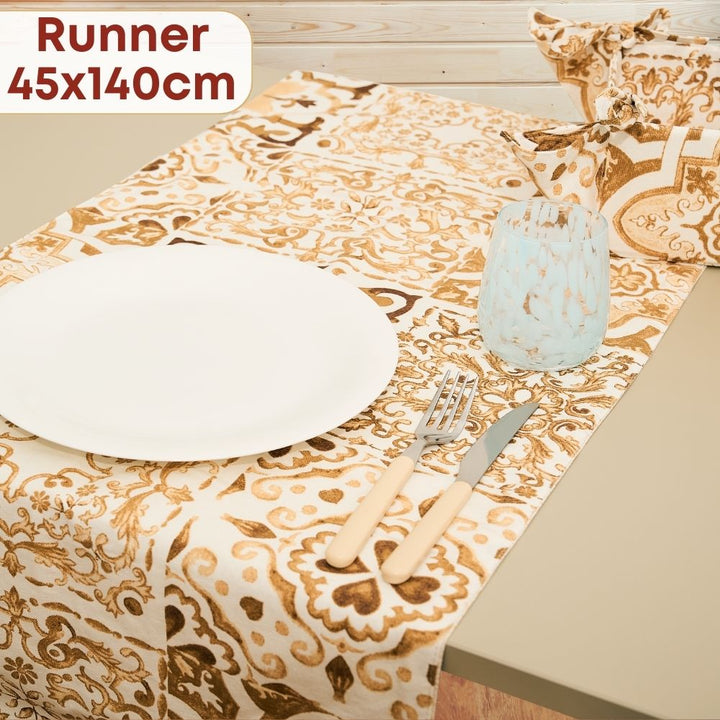 Set 9 Pezzi Excalibur, 100% Cotone, Lavabili in Lavatrice, Resistenti al Calore, Tovaglia Cotone, Runner Tavolo, Set Presine da Cucina e Strofinacci