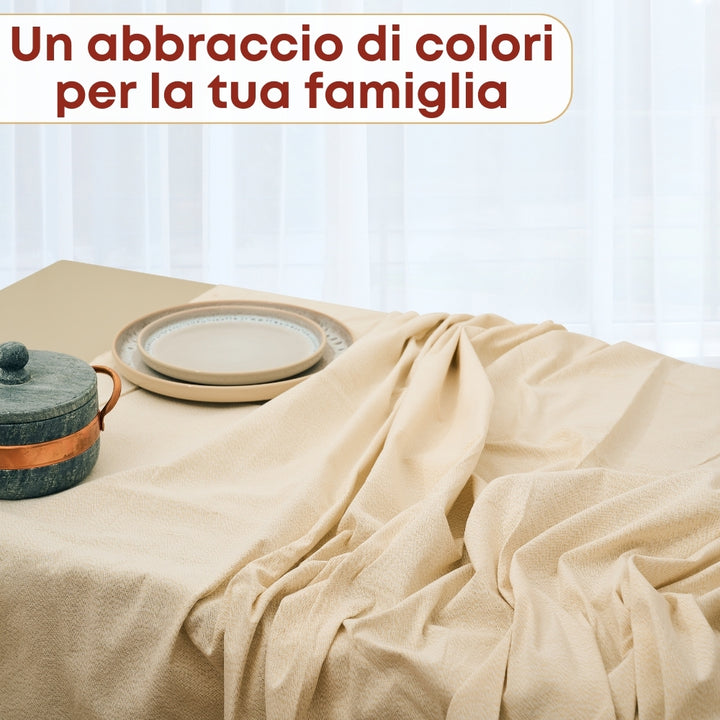 Set 9 Pezzi Danubio Blu Lurex, 100% Cotone, Lavabili in Lavatrice, Resistenti al Calore, Tovaglia Cotone, Runner Tavolo, Set Presine da Cucina e Strofinacci