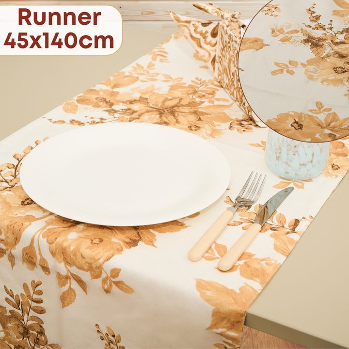 Set 7 Pezzi Excalibur Fiori, 100% Cotone, Lavabili in Lavatrice, Resistenti al Calore, Tovaglia Cotone, Runner Tavolo, Set Presine da Cucina e Strofinacci