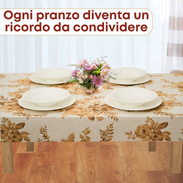 Set 7 Pezzi Excalibur Fiori, 100% Cotone, Lavabili in Lavatrice, Resistenti al Calore, Tovaglia Cotone, Runner Tavolo, Set Presine da Cucina e Strofinacci