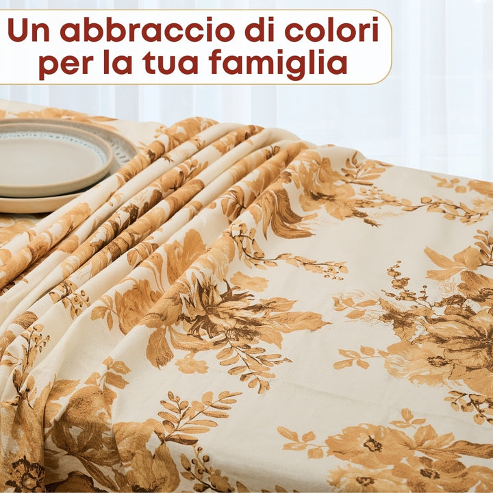 Set 7 Pezzi Excalibur Fiori, 100% Cotone, Lavabili in Lavatrice, Resistenti al Calore, Tovaglia Cotone, Runner Tavolo, Set Presine da Cucina e Strofinacci