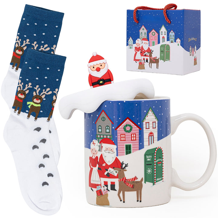 Set di Tazza Colazione Natale e Calze Natalizie | Regalo Natale