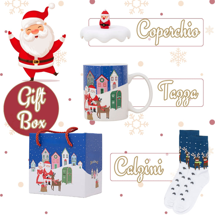 Set di Tazza Colazione Natale e Calze Natalizie | Regalo Natale