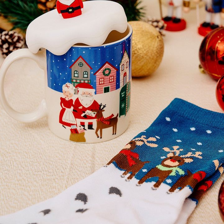 Set di Tazza Colazione Natale e Calze Natalizie | Regalo Natale