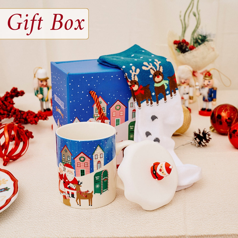 Set di Tazza Colazione Natale e Calze Natalizie | Regalo Natale