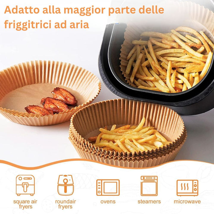Carta da forno per friggitrice ad aria Tonda (100 Pezzi)