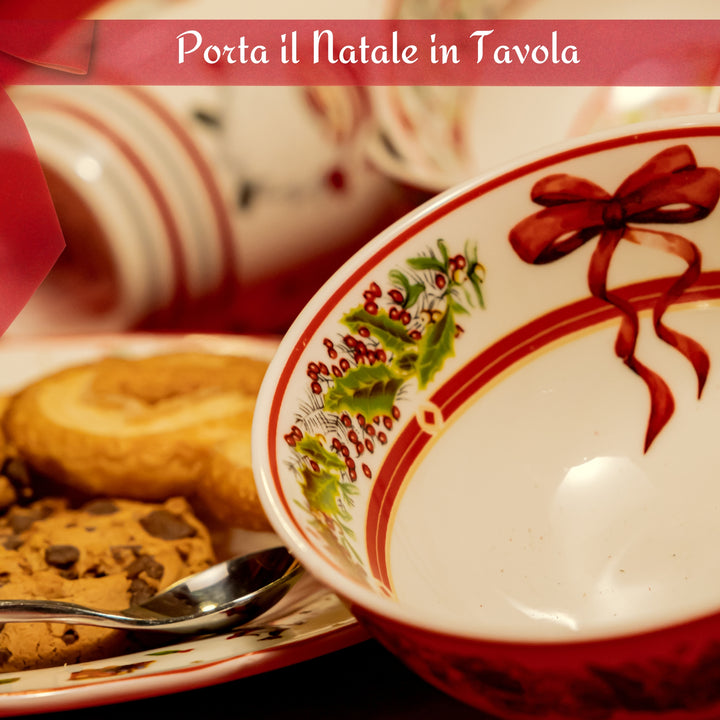 Ciotola in porcellana fiocco biscotti e descrizione