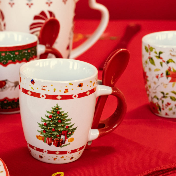 Set 4 Tazzine Caffè con Cucchiaino Natalizie