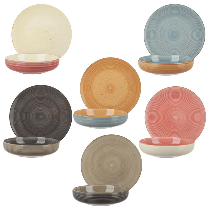 Servizio Piatti 12 Pezzi in Ceramica Colorata – Maya | Toni Naturali e Moderni