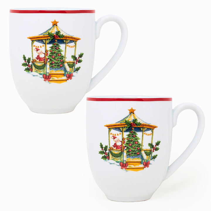 Set di 2 Tazze Natalizie, Porcellana Resistente, 300 ML, 11 CM x 7 CM, Adatte in Lavastoviglie e Microonde, Idea Regalo, Set Colazione Natale