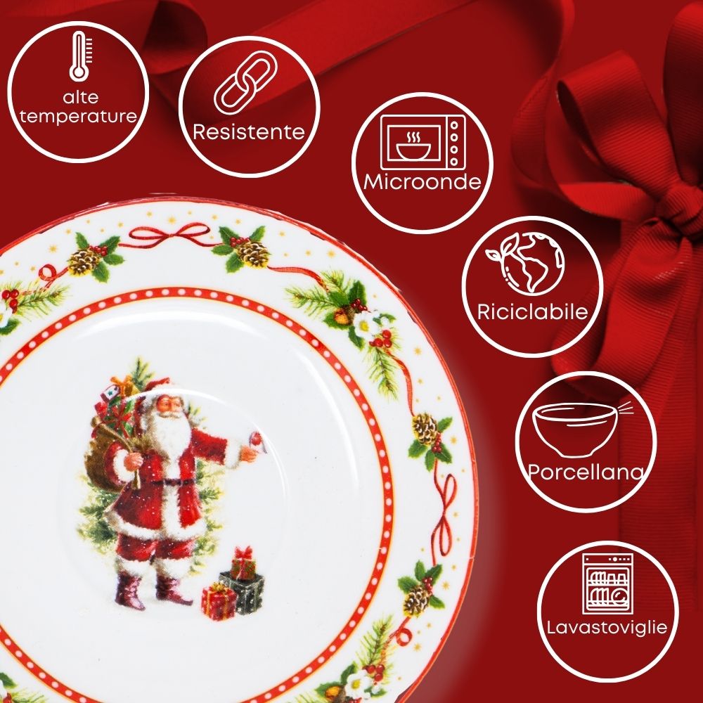 Piatto decorato natalizio babbo natale caratteristiche