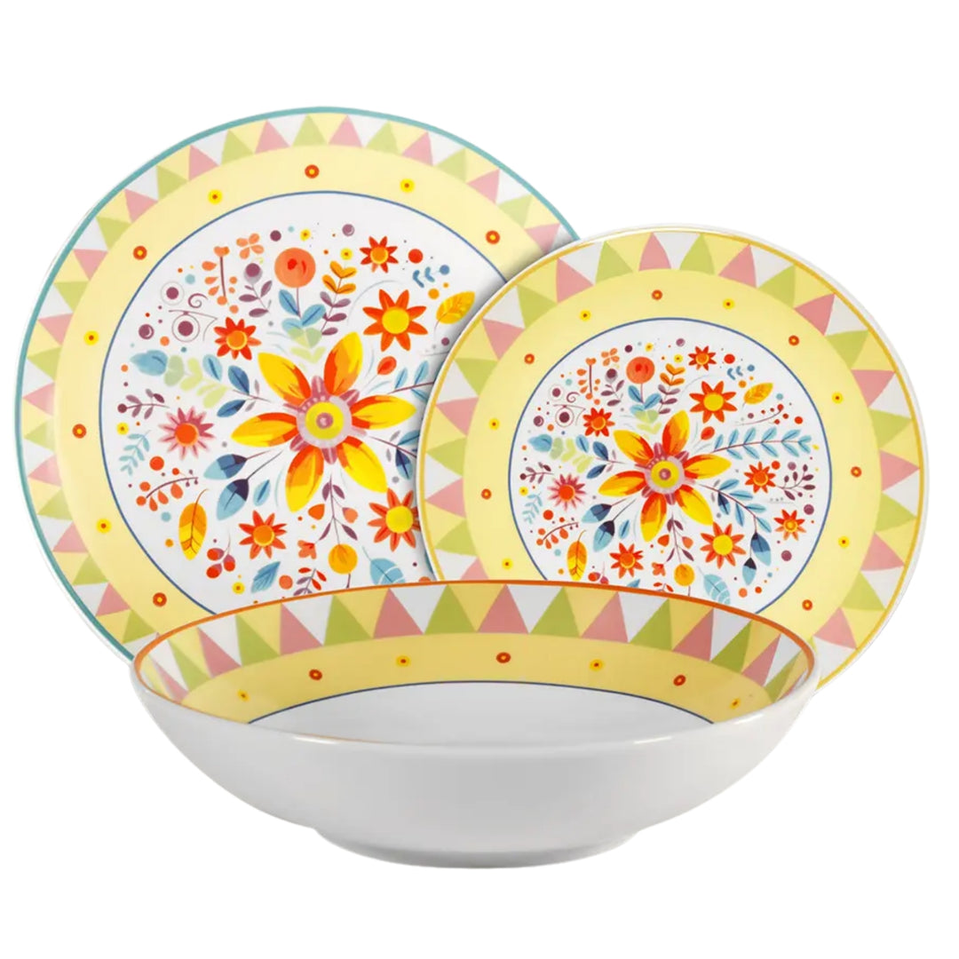 Servizio Piatti in Porcellana 6 Persone - Set Piatti 18 Pezzi - Floralia