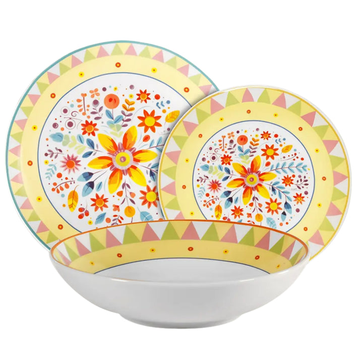 Servizio Piatti in Porcellana 6 Persone - Set Piatti 18 Pezzi - Floralia