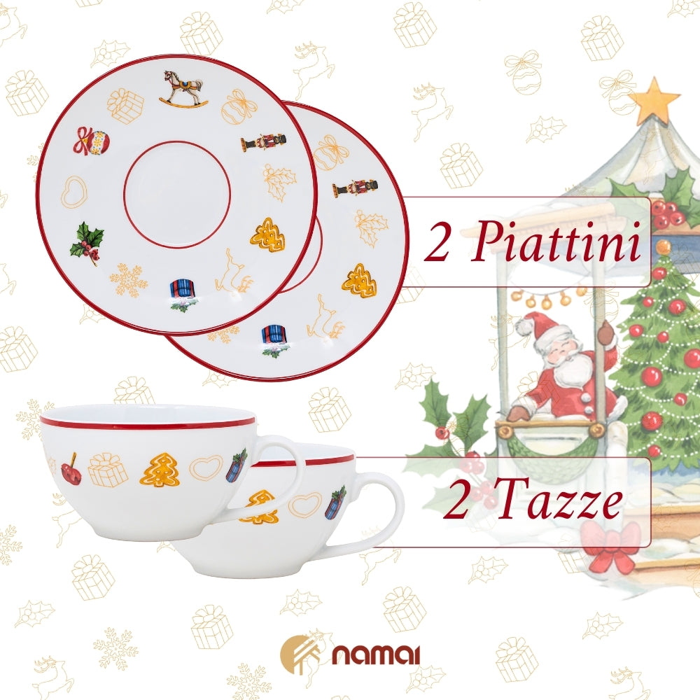Set 2 Tazze Colazione 250 ml con Piattino – Christmas Gazebo | Calore & Tradizione