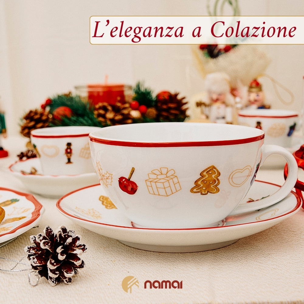 Set 2 Tazze Colazione 250 ml con Piattino – Christmas Gazebo | Calore & Tradizione