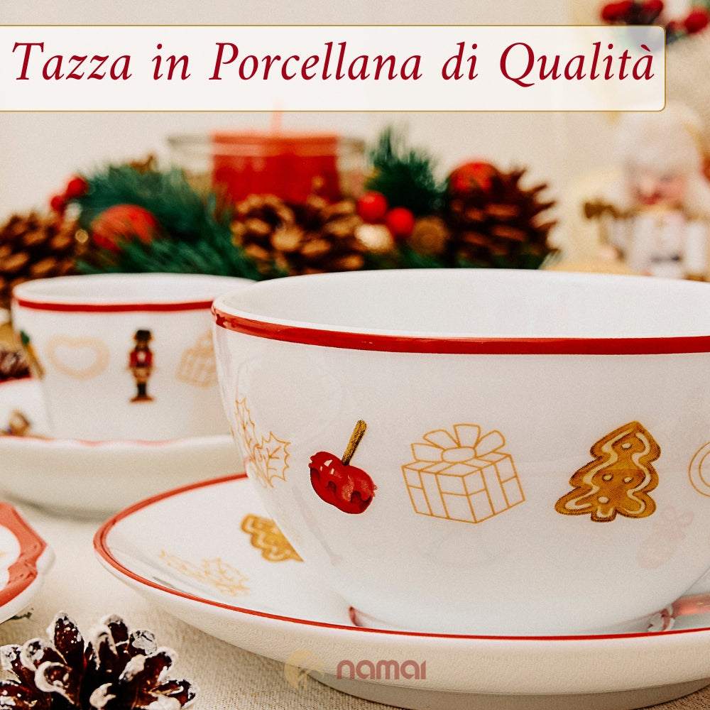 Set 2 Tazze Colazione 250 ml con Piattino – Christmas Gazebo | Calore & Tradizione