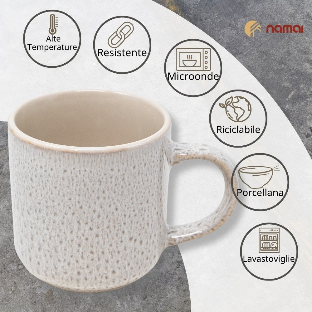 Set 4 Tazze Colazione 350 ml - Gray | Eleganza e Semplicità in Porcellana