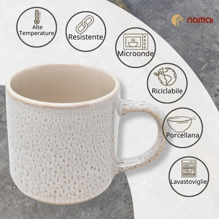 Set 4 Tazze Colazione 350 ml - Gray | Eleganza e Semplicità in Porcellana