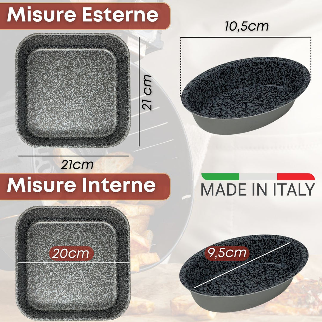 Set Teglia per Friggitrice ad Aria 20x20 + 4 Stampi Pasticciotti | Cucina Creativa e Semplice