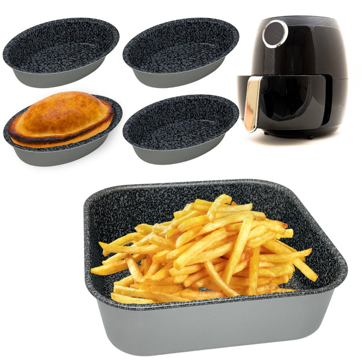 Set Teglia per Friggitrice ad Aria 20x20 + 4 Stampi Pasticciotti | Cucina Creativa e Semplice