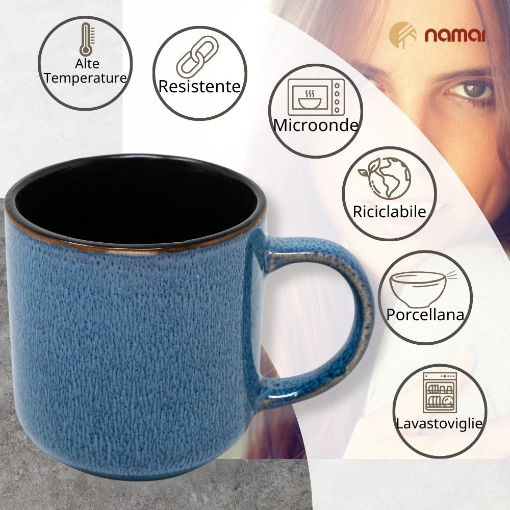 Set Tazze Colazione - 350 ML - Porcellana - Adatte in Lavastoviglie e Microonde | Allure