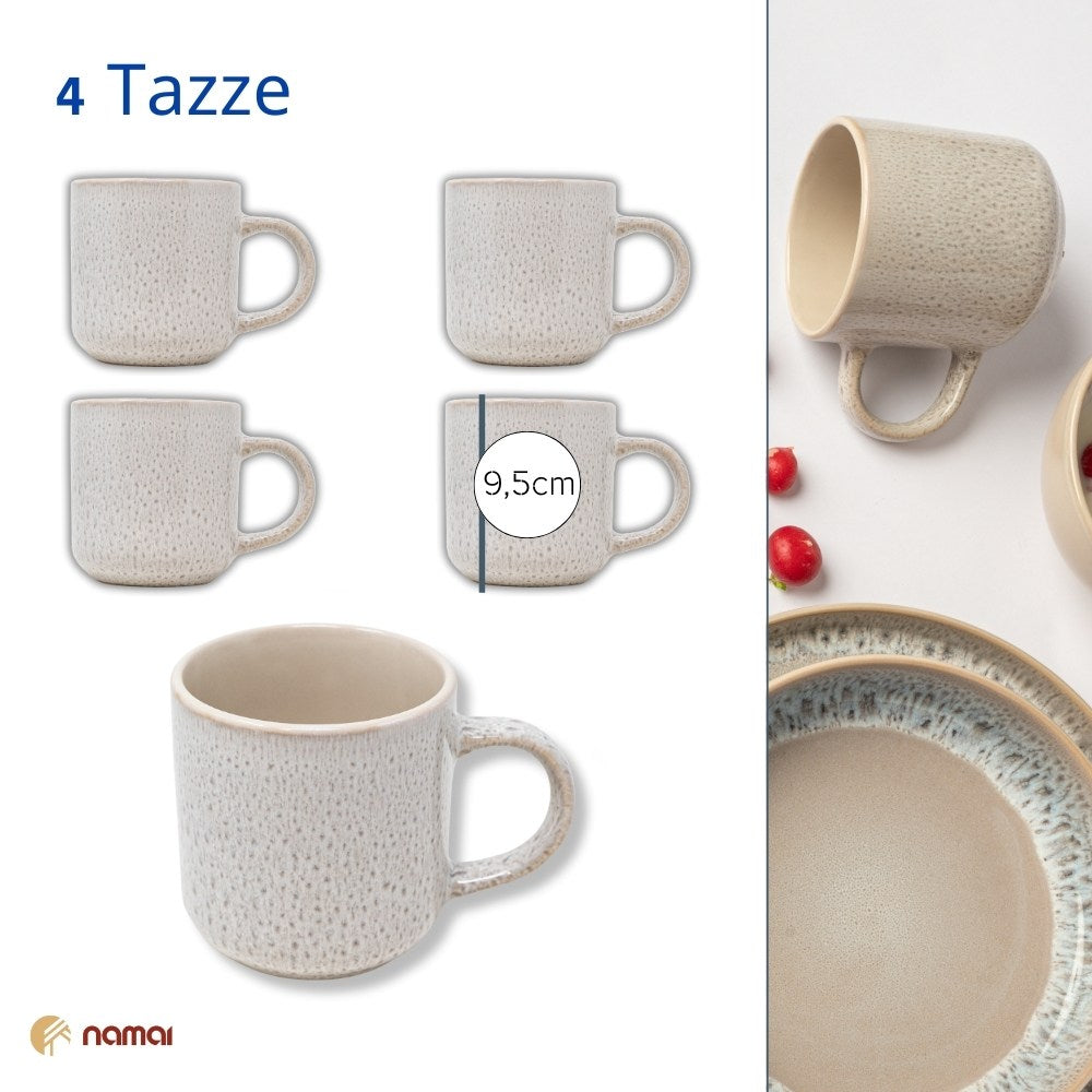 Set 4 Tazze Colazione 350 ml - Gray | Eleganza e Semplicità in Porcellana