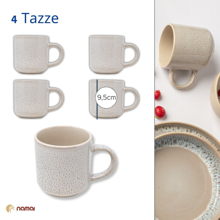 Set 4 Tazze Colazione 350 ml - Gray | Eleganza e Semplicità in Porcellana
