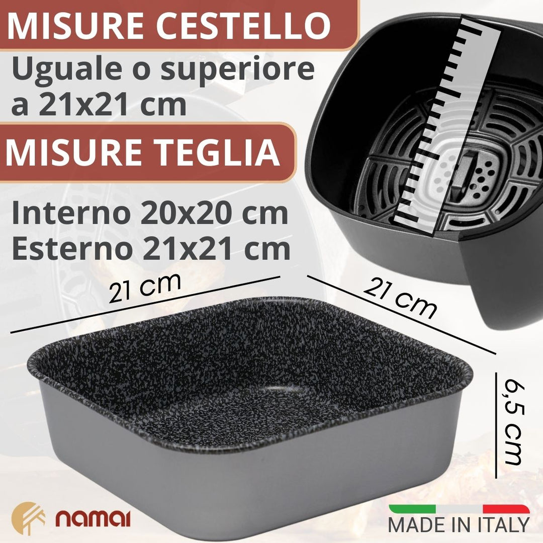 Teglia 20x20 per Friggitrice ad Aria | Quadrata e Antiaderente – Namai Casa Teglia 20x20 per Friggitrice ad Aria | Quadrata e Antiaderente – Namai Casa