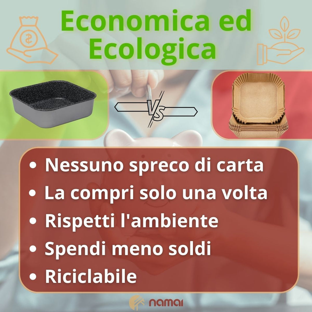 Teglia Quadrata 20x20 per Friggitrice ad Aria – Cottura Perfetta, Pulizia Senza Pensieri